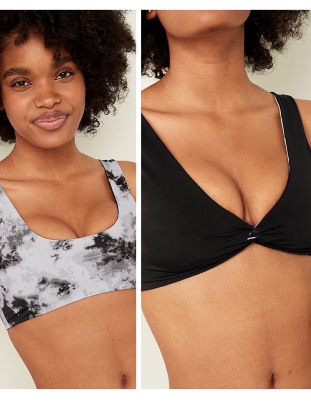 🆕PINK- 4-WAY REVERSIBLE PLUNGE BIKINI TOP XL Grey Tie Dye/Black